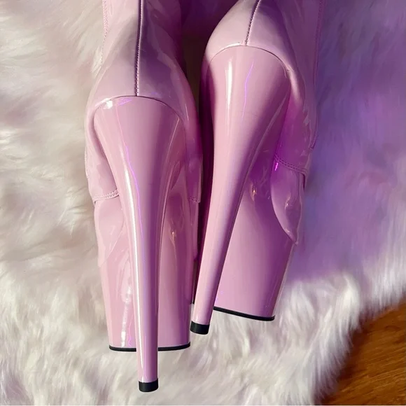 🌸 {nib} Pleasers Adore 7” Stiletto Lace-Up Ankle Boot Heels 12 - Picture 7 of 13